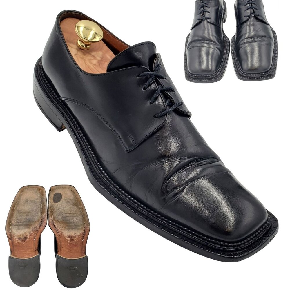 Vintage Valentino Garavani Olivier Italy Dress Shoes Oxfords Black Leather 10.5